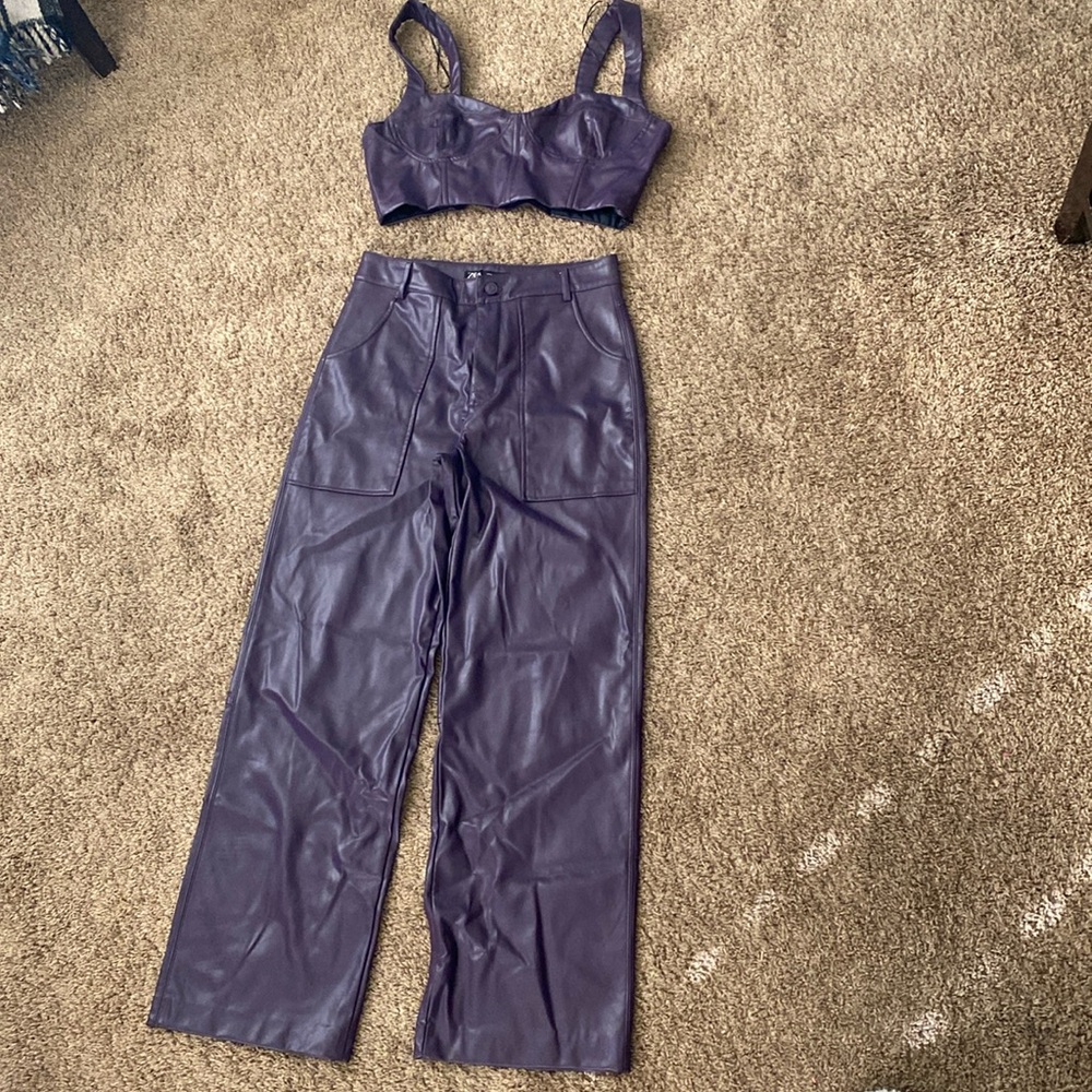 ZARA | Purple Faux Leather Co-Ord Set